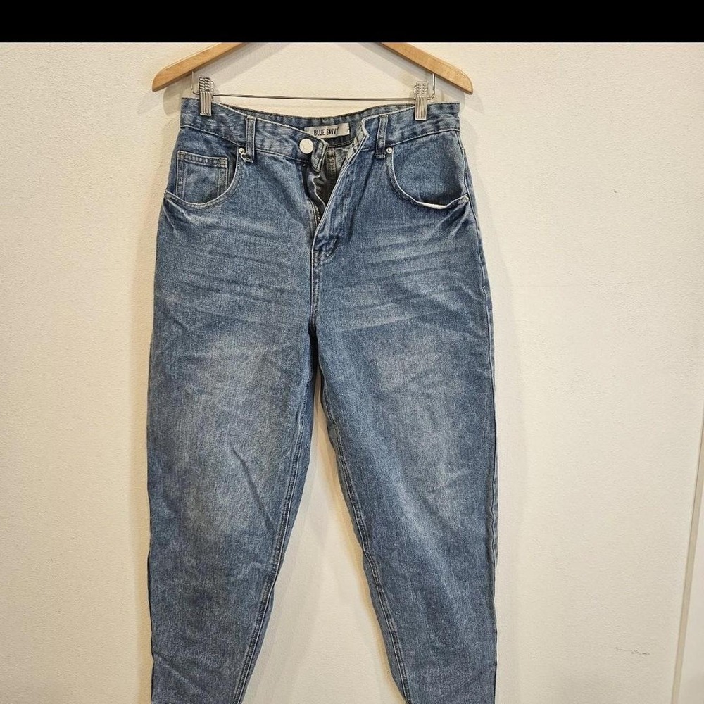 Blue Savvy High Rise Mom Jeans Light Wash Distressed Size 9/29 Juniors